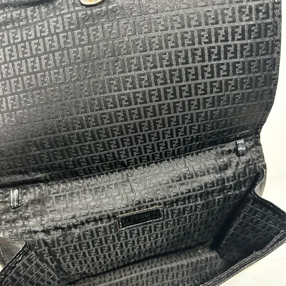 Authentic Rare FENDI Black Leather Woven Clutch Bag - Picture 12 of 17